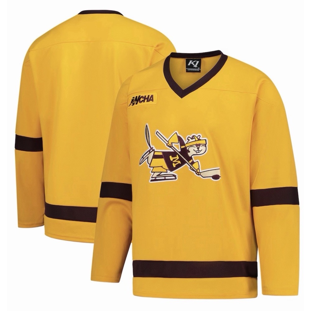 Unisex Gold Minnesota Golden‎ Gophers 25th Anniversary Hockey Team Jersey Large